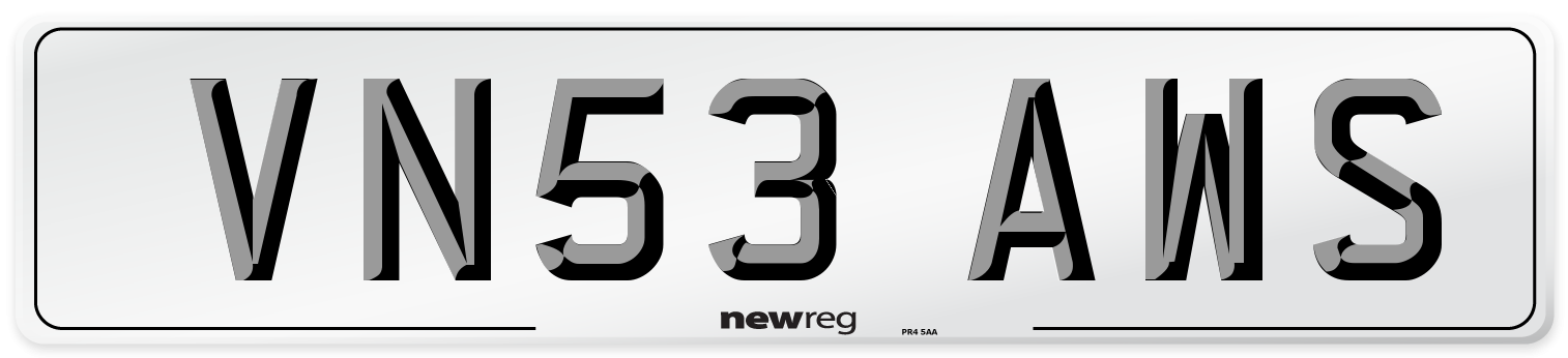 VN53 AWS Number Plate from New Reg